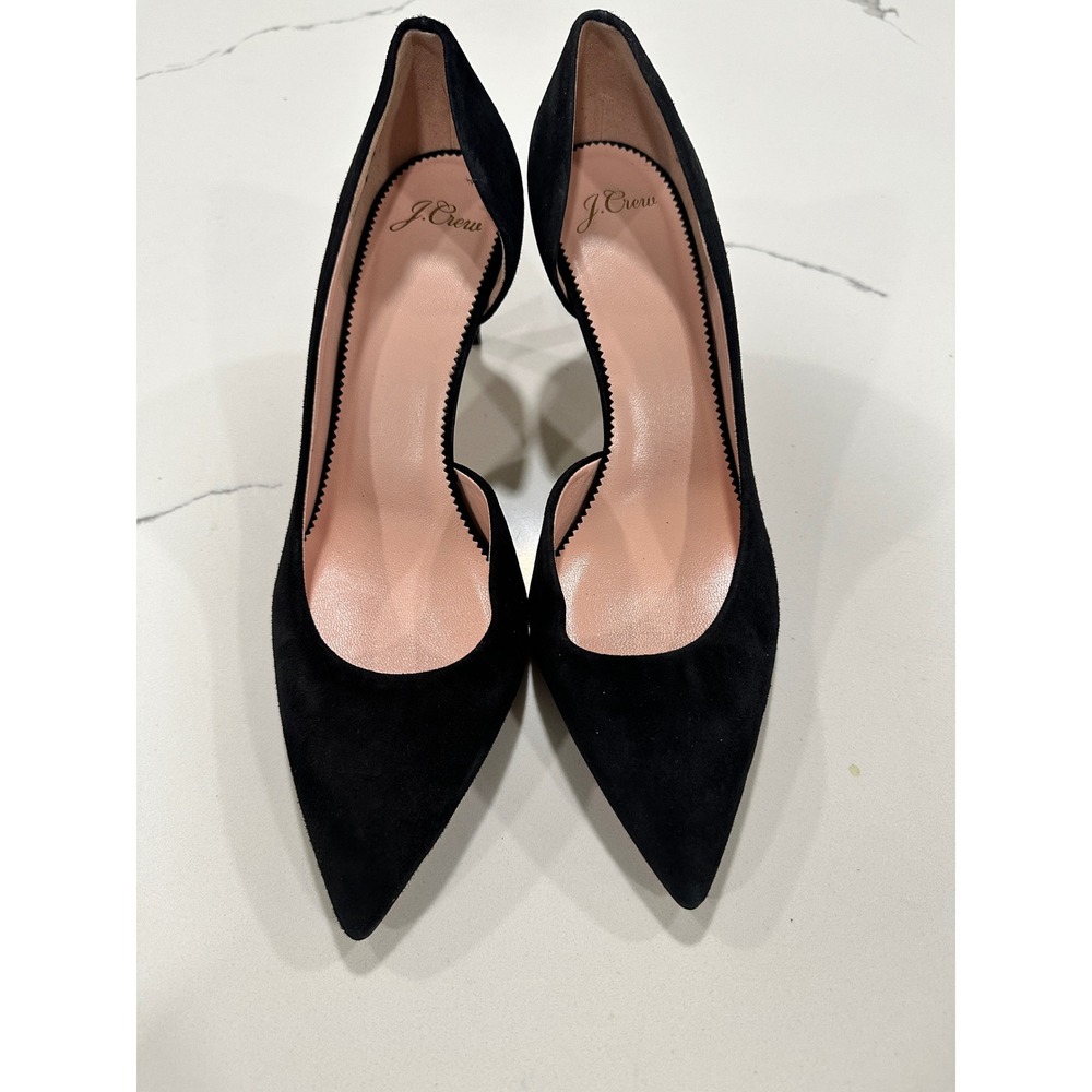 J.Crew Colette Black Suede d'Orsay Kitten Heel Pumps Made in Italy Womens 9